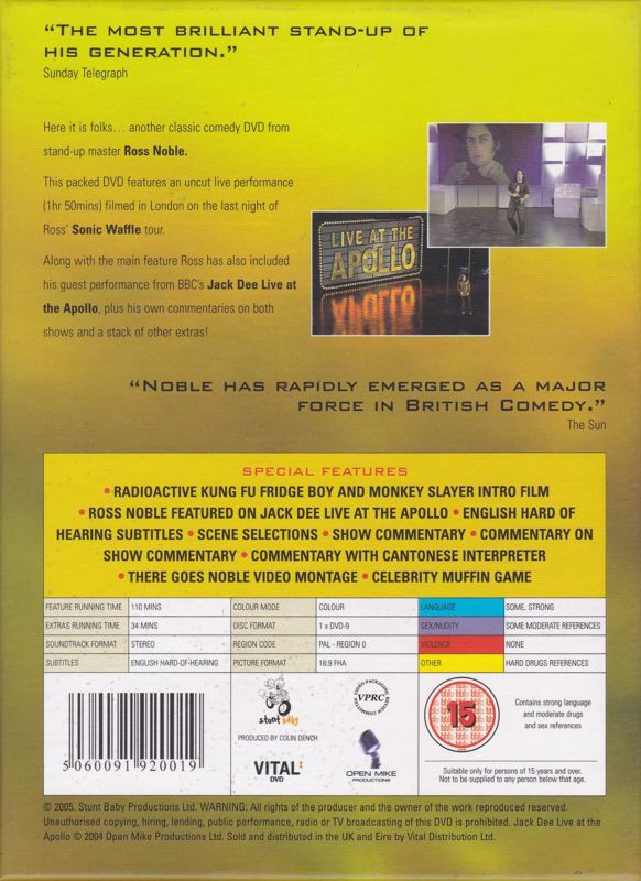 Back Cover for Ross Noble: Sonic Waffle (DVD Player)