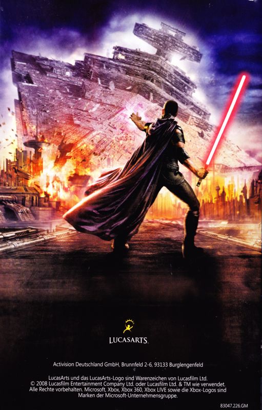 Manual for Star Wars: The Force Unleashed (Xbox 360): Back