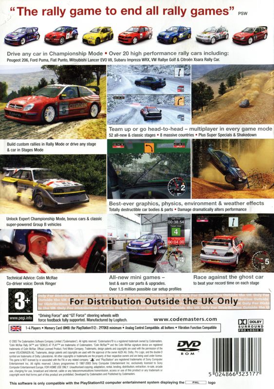Back Cover for Colin McRae Rally 04 (PlayStation 2)