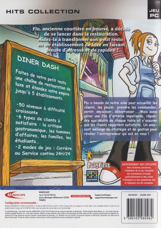Back Cover for Diner Dash (Windows) ("Hits Collection" release (Mindscape 2006))