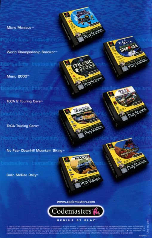 Advertisement for Colin McRae Rally 04 (PlayStation 2): Codemasters catalogue - back