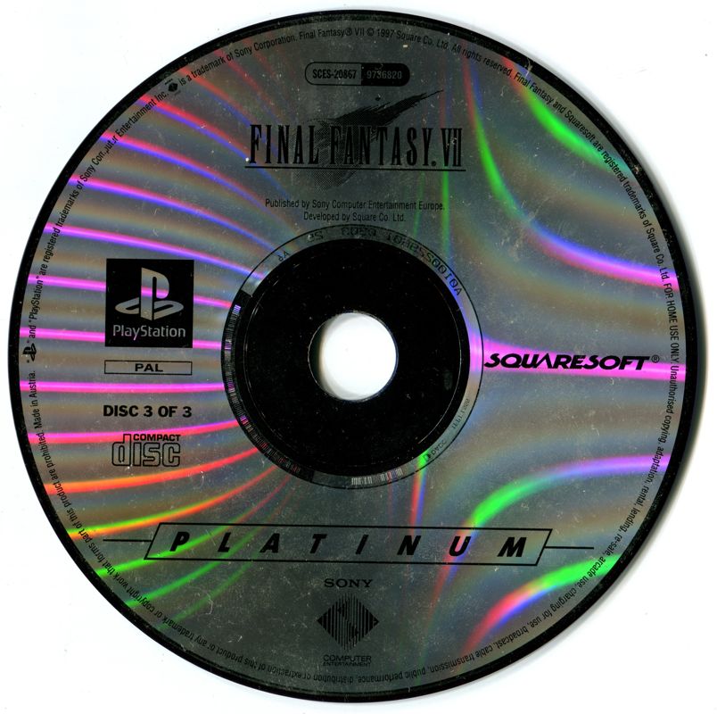 Media for Final Fantasy VII (PlayStation) (Platinum release): Disc 3