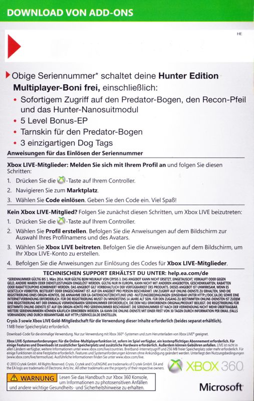 Crysis 3 (Hunter Edition) cover or packaging material - MobyGames