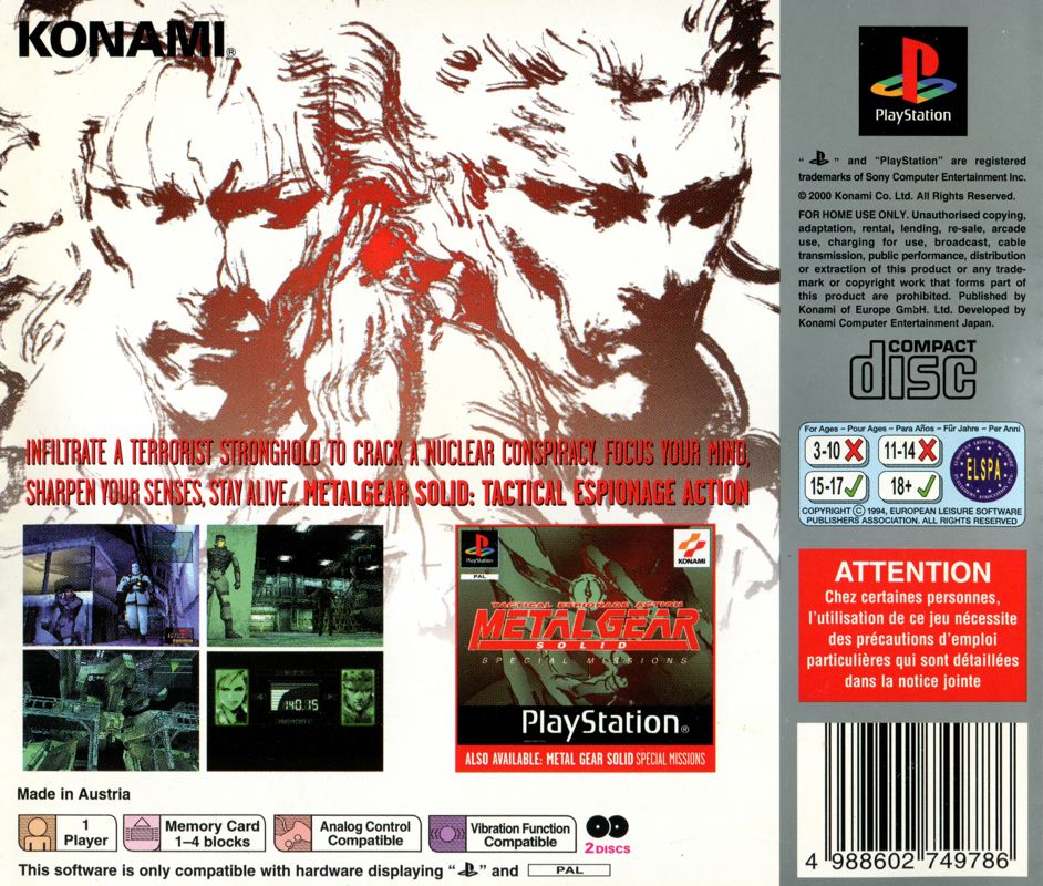 Metal Gear Solid cover or packaging material - MobyGames