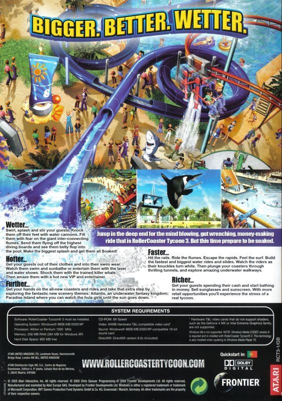 RollerCoaster Tycoon 3: Platinum! cover or packaging material - MobyGames
