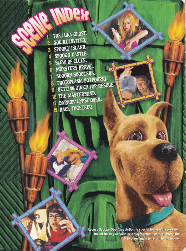 Inside Cover for Scooby-Doo: The Movie - Interactive ROM Challenges (Windows) (The DVD comes in a keep case sized cardboard box with plastic end pieces and an internal plastic tray)