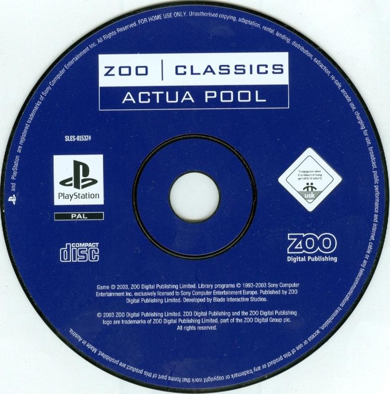 Media for Ultimate 8 Ball (PlayStation) (Zoo Classics release)
