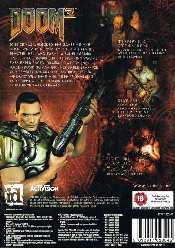 Back Cover for Doom³ (Windows) (re-release)