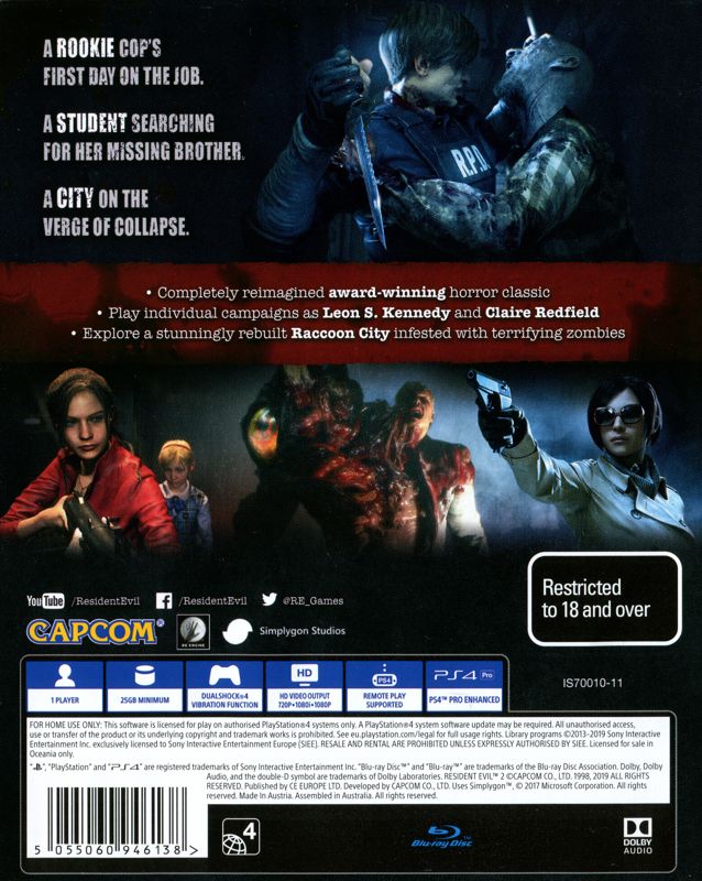 Resident Evil 2 Cover Or Packaging Material Mobygames