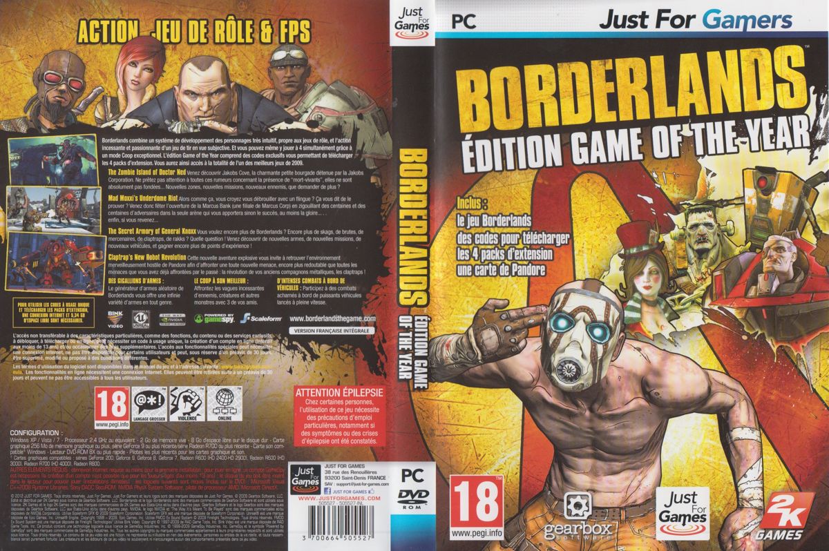 Full Cover for Borderlands: Game of the Year Edition (Windows) (Just For Gamers release (2012))