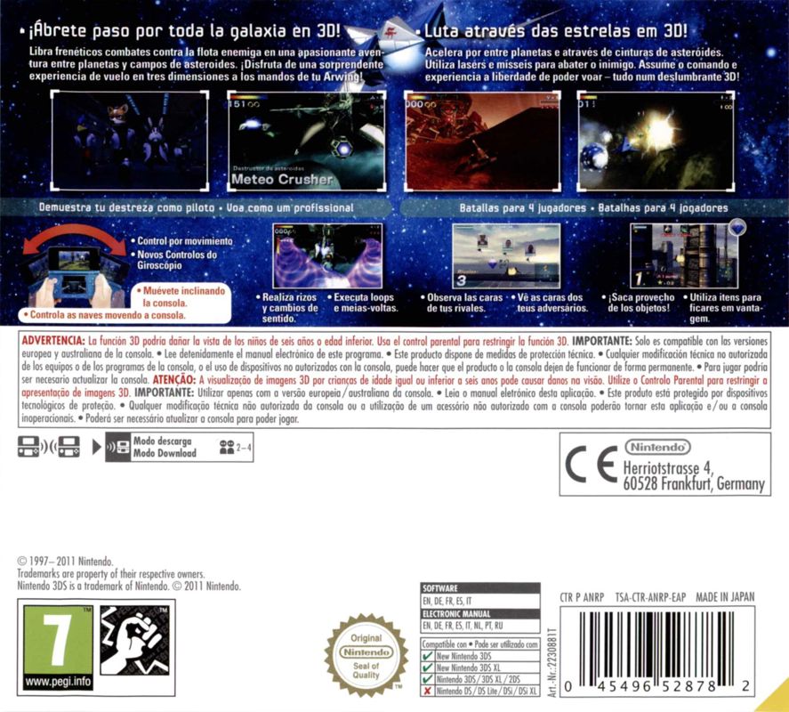 Back Cover for Star Fox 64 3D (Nintendo 3DS) (Nintendo Selects release)