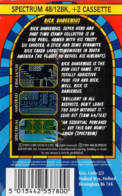 Back Cover for Rick Dangerous (ZX Spectrum) (Budget re-release)