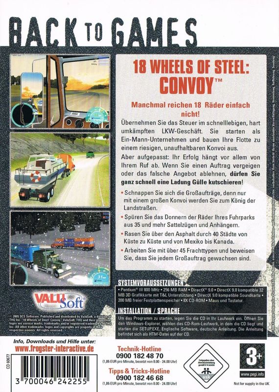 Back Cover for 18 Wheels of Steel: Convoy (Windows) (Back to Games release)