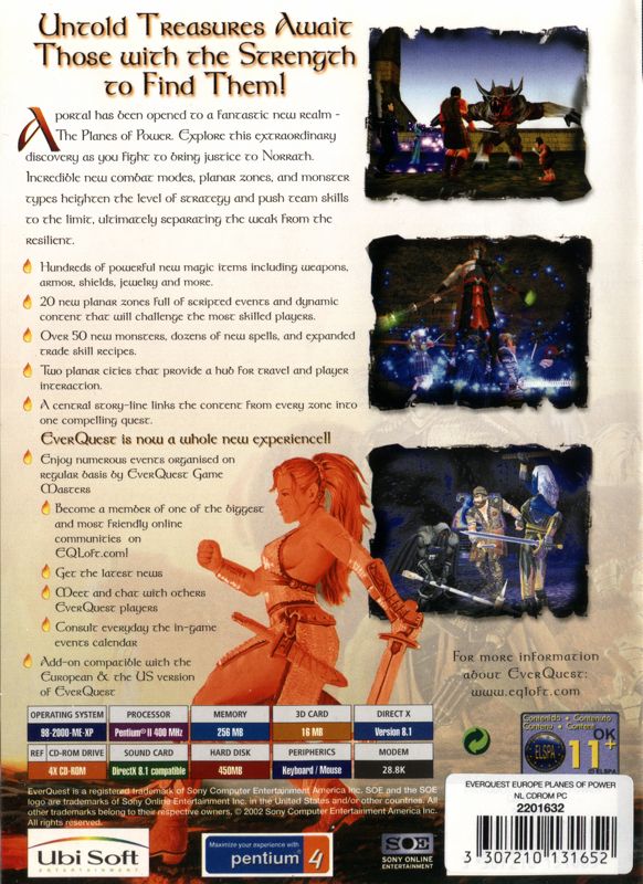 Back Cover for EverQuest: The Planes of Power (Windows)