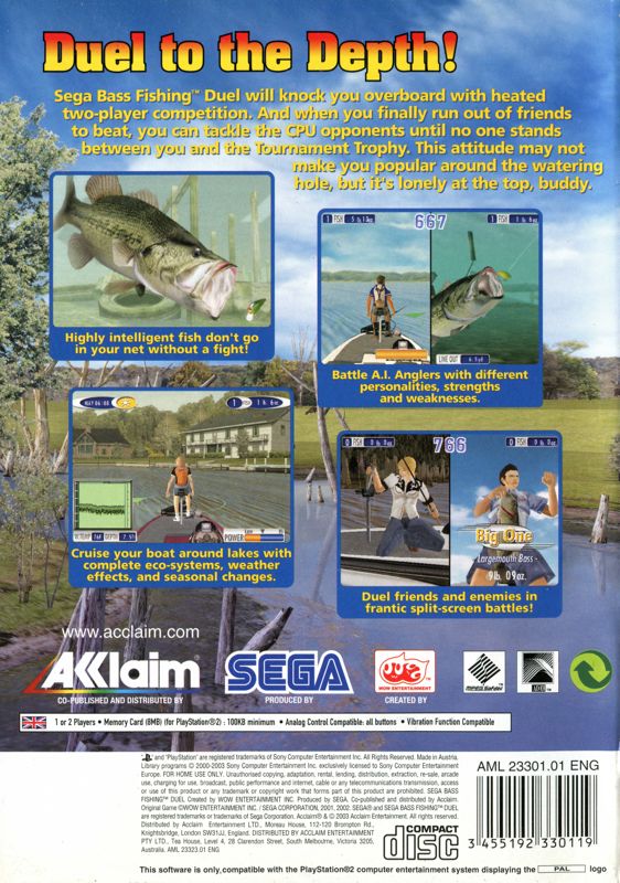 Sega Bass Fishing Duel PS2 Playstation 2 2002 Print Ad/Poster
