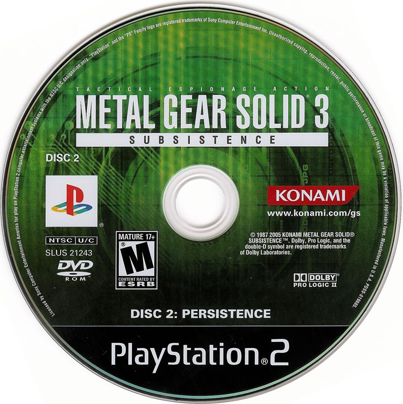 Media for Metal Gear Solid 3: Subsistence (Limited Edition) (PlayStation 2): Disc 2 - Persistence