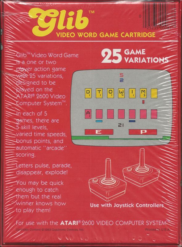 Back Cover for Glib (Atari 2600)