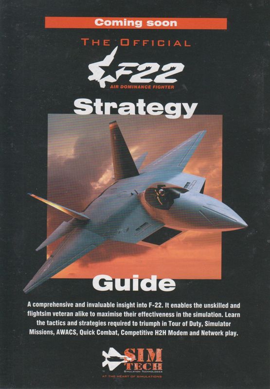Advertisement for F22 Air Dominance Fighter (Windows) (Includes a book in conjunction with World Air Power Journal): SimTech Flyer - Front