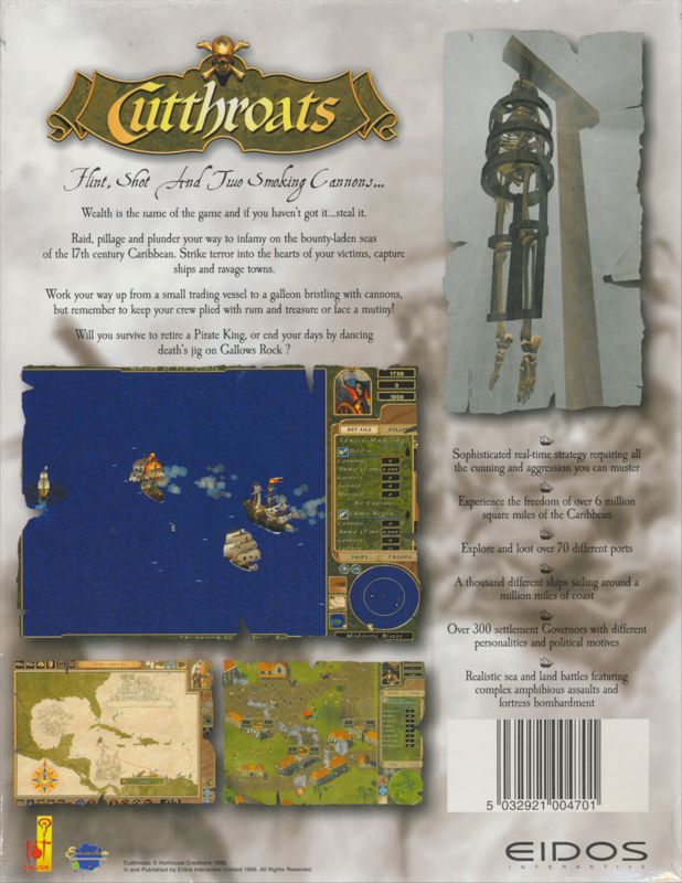 Back Cover for Cutthroats: Terror on the High Seas (Windows)