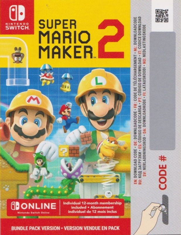 Other for Super Mario Maker 2 (Limited Edition) (Nintendo Switch): Booklet/Voucher - <i>Nintendo Switch Online: Individual 12 Month Membership</i> - Front