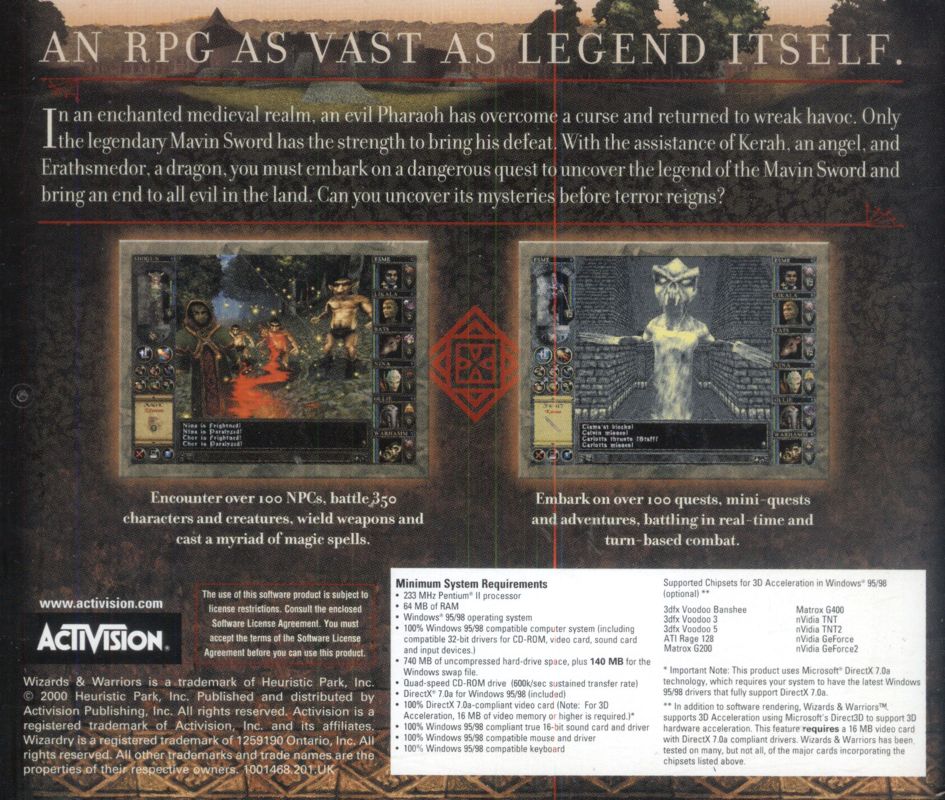 Other for Wizards & Warriors (Windows): Jewel Case - Back