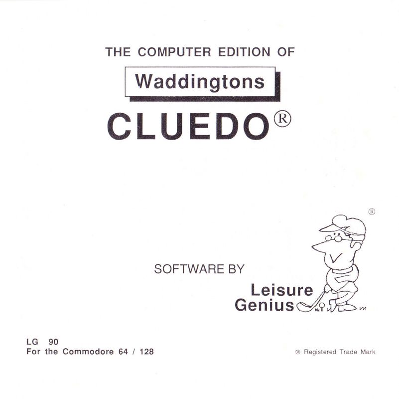 Manual for Cluedo (Commodore 64) (Cassette release): Front