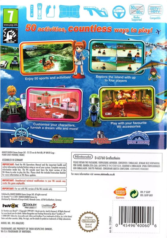 Back Cover for Go Vacation (Wii)