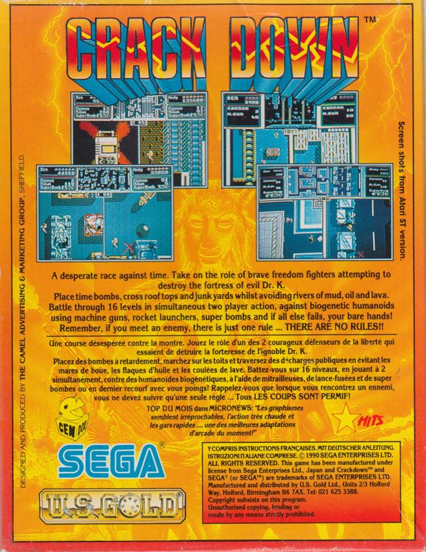 Back Cover for Crack Down (ZX Spectrum)