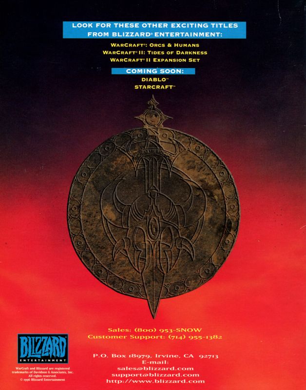 Manual for WarCraft: Orcs & Humans (DOS and Macintosh): Back