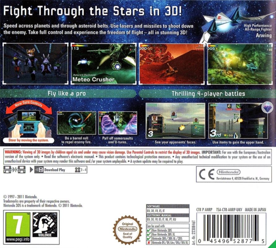 Back Cover for Star Fox 64 3D (Nintendo 3DS) (Nintendo Selects release)