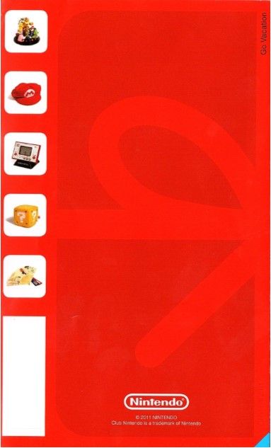 Extras for Go Vacation (Wii): Club Nintendo Code - Back