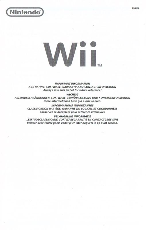 Extras for Go Vacation (Wii): Age Rating, Software Warranty & Contact Information - Front