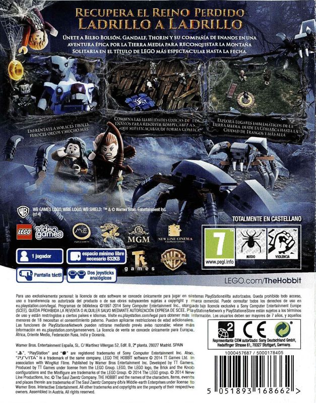 Back Cover for LEGO The Hobbit (PS Vita)