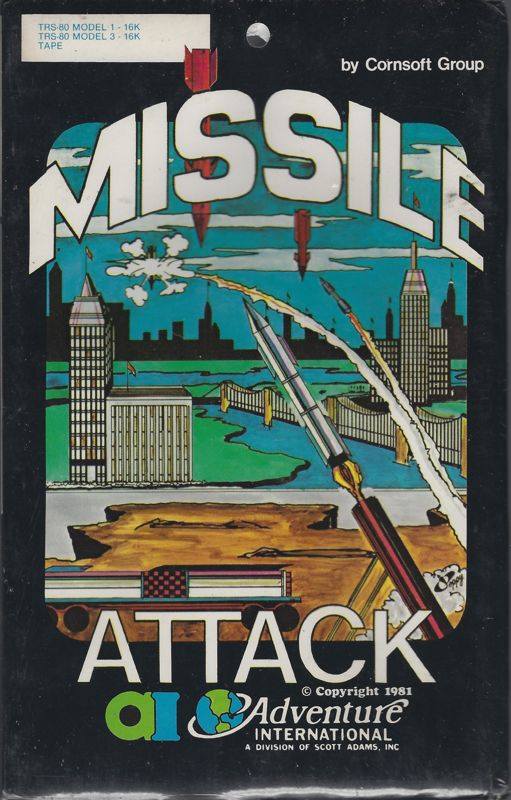 Front Cover for Missile Attack (TRS-80) (Paper folder with styrofoam backing)