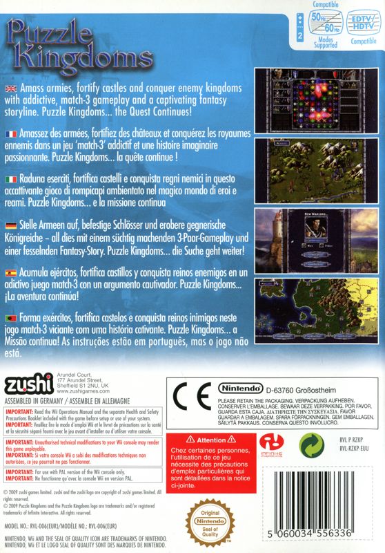 Puzzle Kingdoms cover or packaging material MobyGames