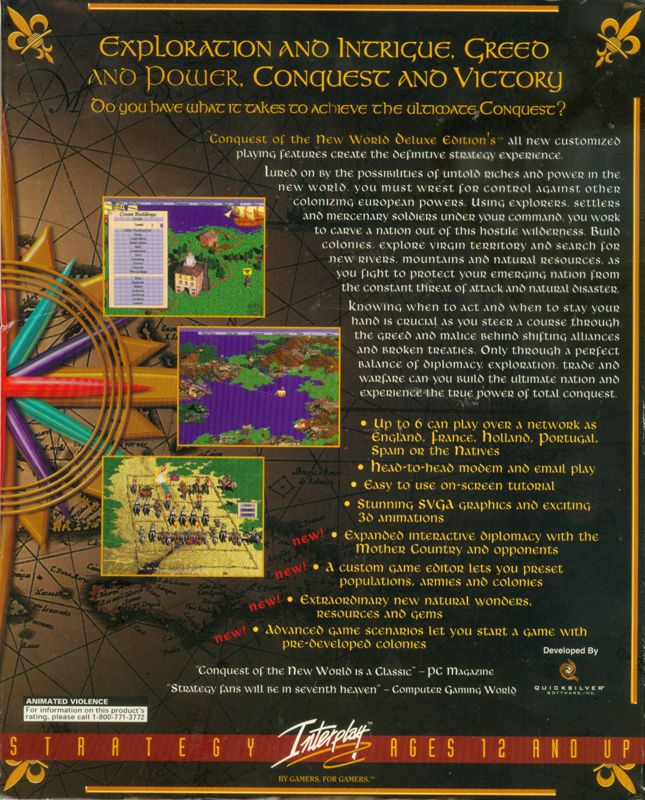 Back Cover for Conquest of the New World: Deluxe Edition (DOS)