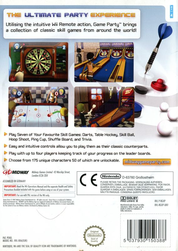 Back Cover for Game Party (Wii)