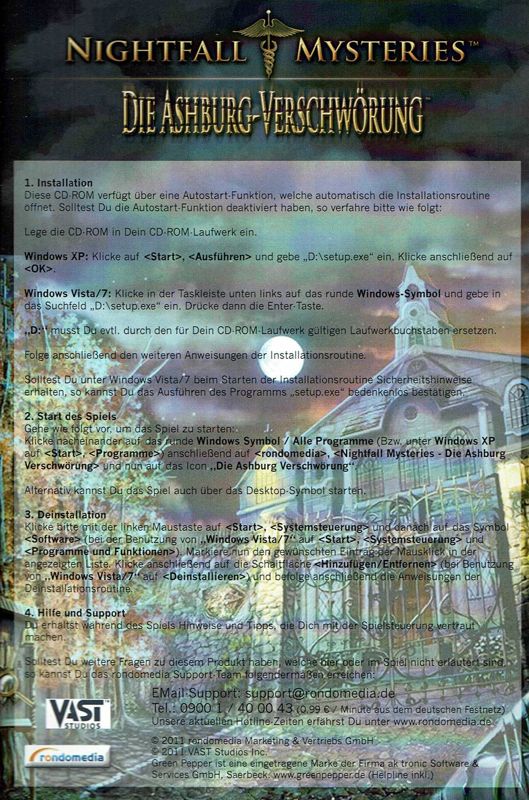 Manual for Nightfall Mysteries: Asylum Conspiracy (Windows) (Green Pepper release)