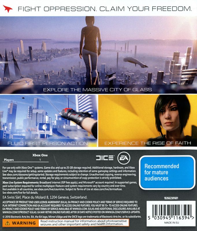 Mirror's Edge Catalyst cover or packaging material MobyGames