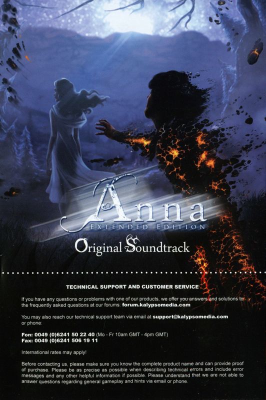 Extras for Anna: Extended Edition (Linux and Macintosh and Windows): OST flyer - front