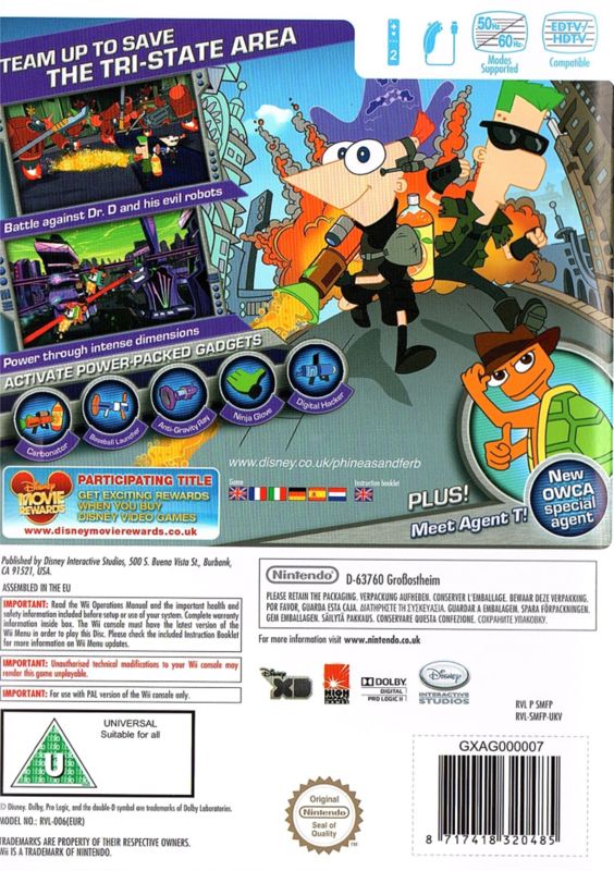 Back Cover for Phineas and Ferb: Across the 2nd Dimension (Wii)
