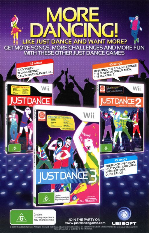 Advertisement for Just Dance 3 (Wii): Front