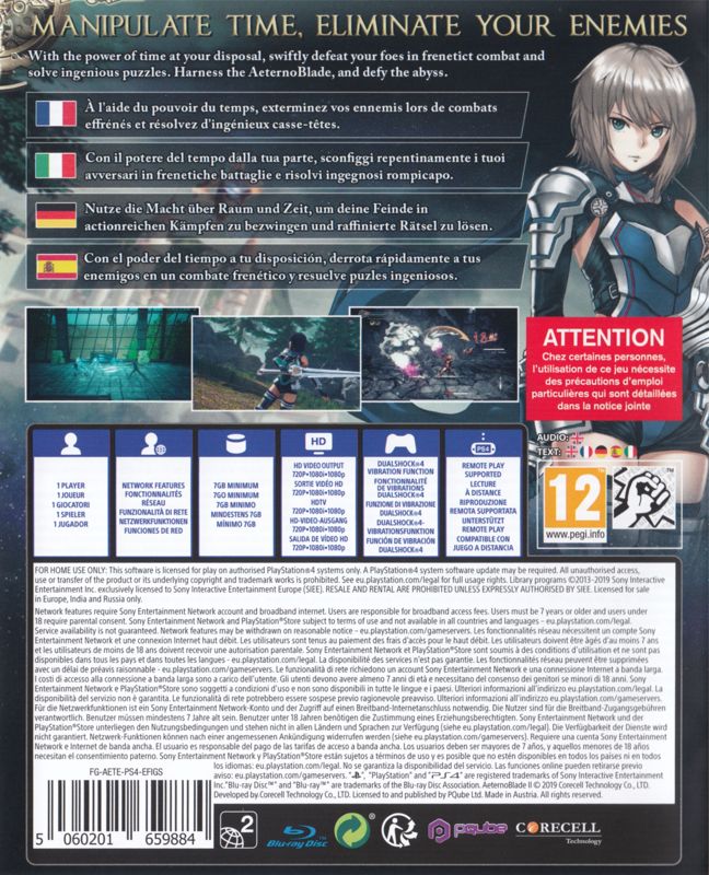 Back Cover for AeternoBlade II (PlayStation 4)