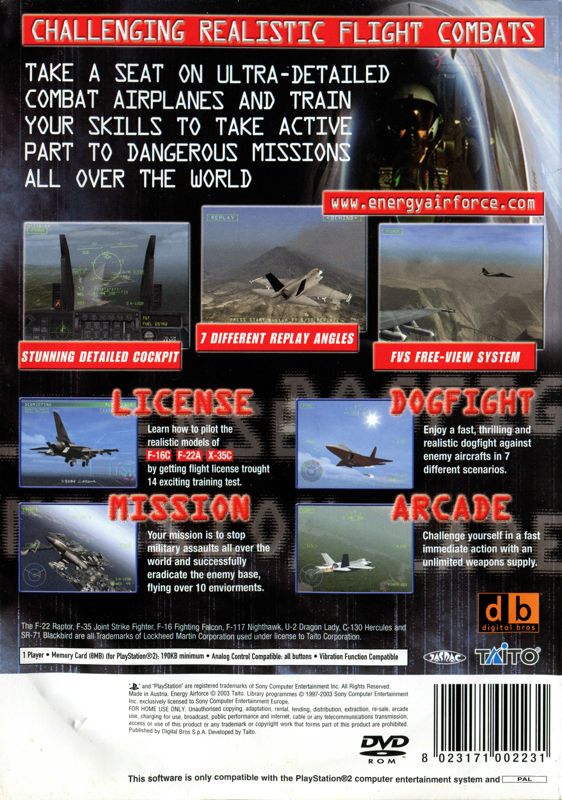 Back Cover for Energy Airforce (PlayStation 2) (Alternate release)