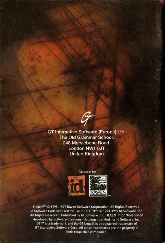 Manual for Hexen: Beyond Heretic (Nintendo 64): Back
