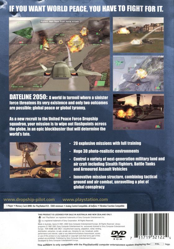 Back Cover for Dropship: United Peace Force (PlayStation 2)