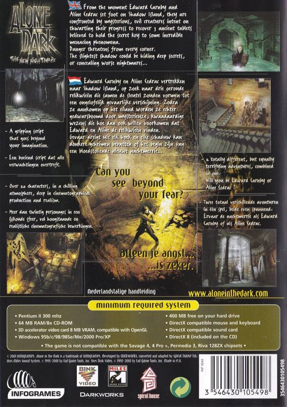 Back Cover for Alone in the Dark: The New Nightmare (Windows) (Best of Infogrames release)