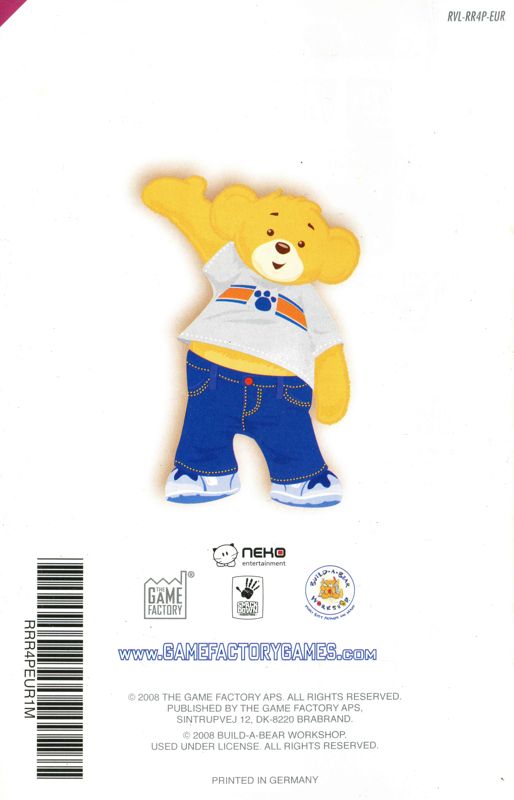 Manual for Build-A-Bear Workshop: A Friend Fur All Seasons (Wii): Back