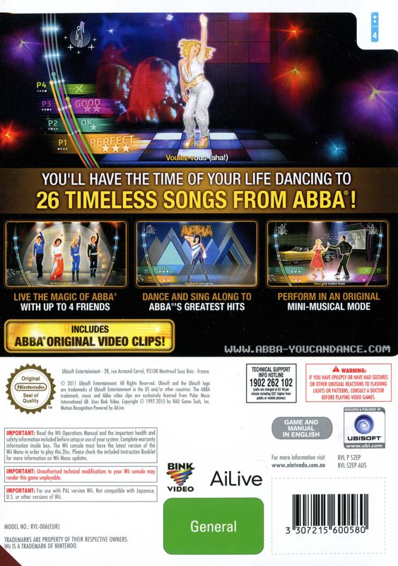 Back Cover for ABBA You Can Dance (Wii)