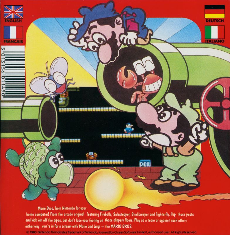 Back Cover for Mario Bros. (Commodore 64)